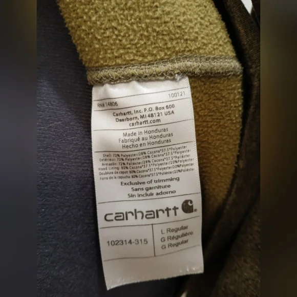 Men's‎ Carhartt Olive Green Hoodie - Picture 11 of 12